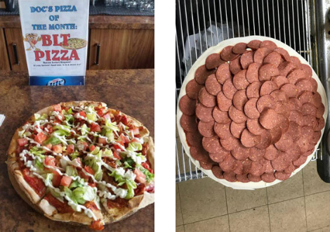 BLT Pizza and Pepperoni Pizza